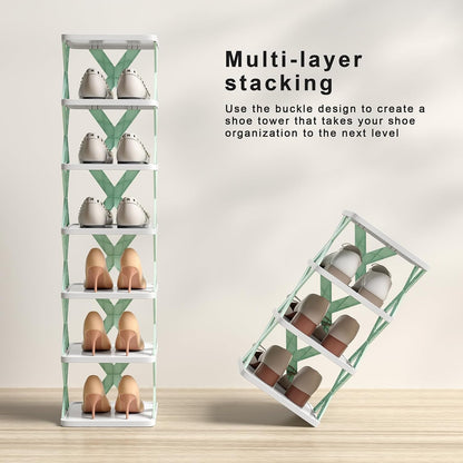 Adjustable Shoe Stand Organizer Stackable Storage Bedroom entryway Slots Shelf Footwear Rack