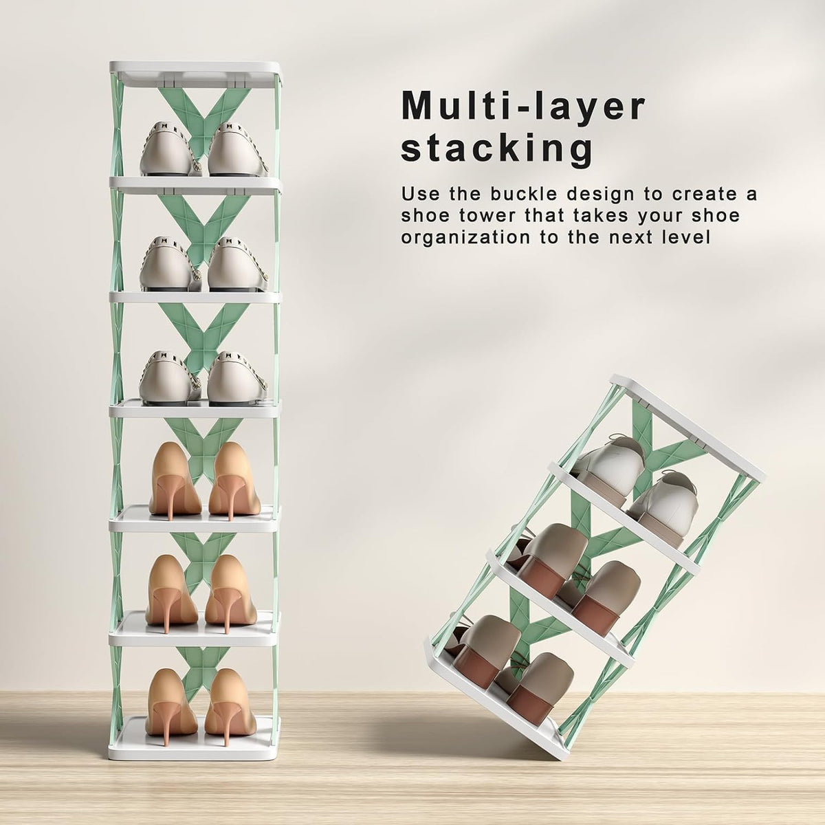Adjustable Shoe Stand Organizer Stackable Storage Bedroom entryway Slots Shelf Footwear Rack