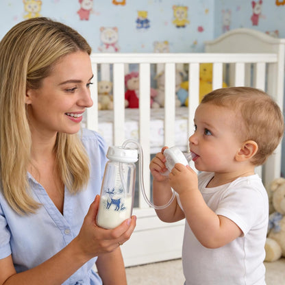 Baby Feeding Bottle with Weighted Straw