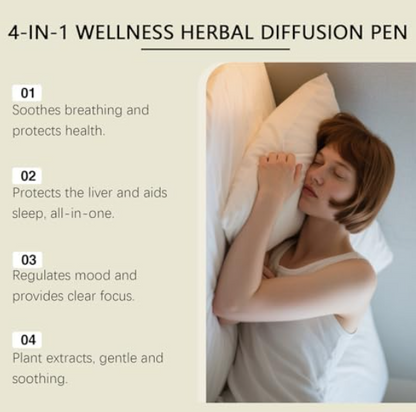 Herbal Blend Diffuser Set,4IN1 Upgraded Dual-Action Herbal Purifier Pens for Sleep Support,Breathe Cleanse and Energy Boost,Herbal Diffuser Pen,Plant-Based Aromatherapy Pen,Pocket-Sized Design