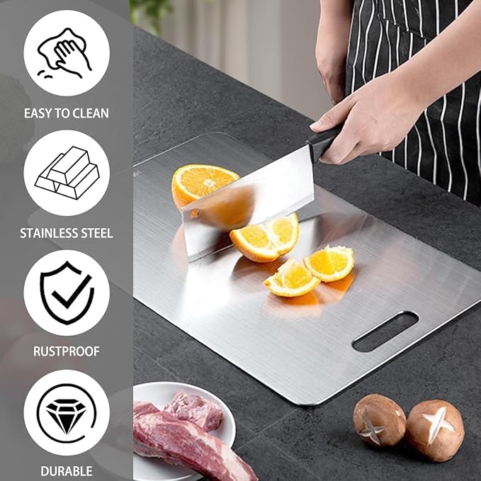Steel Chopping Board Heavy Duty Non-Slip for Kitchen | Stainless Steel Cutting Board for Vegetables